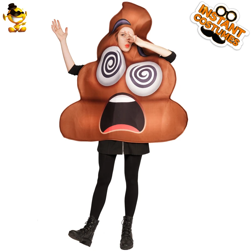 Purim Party Adult Unisex Poop Emoji Cosplay Funny Colorful sad Heart Emoticon Jumpsuit Fancy Dress Dizzy Poop in Carnival Party 