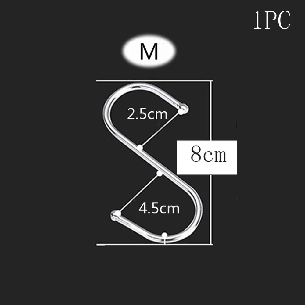 1 шт. практичные Крючки из нержавеющей стали S Форма кухонные перила S вешалка крючок держатель застежки крючки для подвешивания одежды Сумочка крючок - Цвет: M