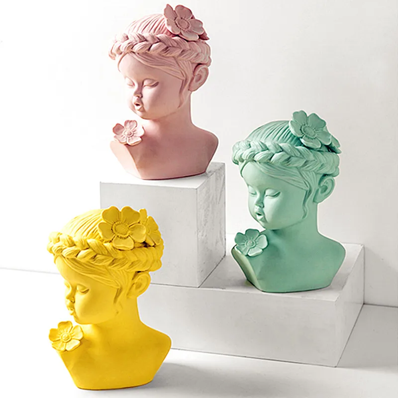 

Baby Figure Bust Statue Resin Craftwork Minimalist Style Office Show Window Living Room Decoration L2737