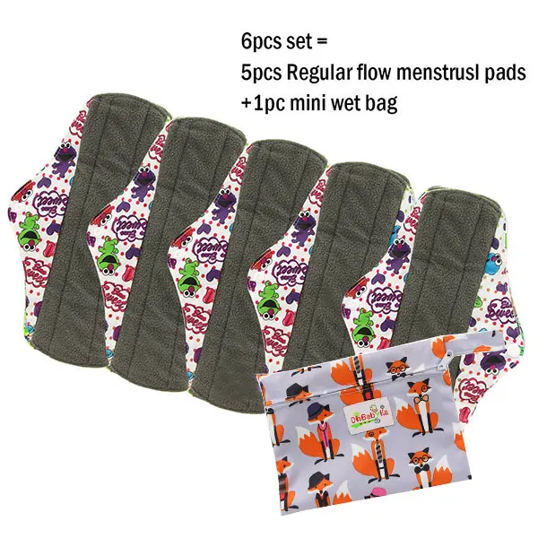 6Pcs Reusable Pads Bamboo Panty Liner Pads Washable Sanitary Napkin