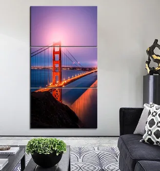 

One Set 3 Panel San Francisco View Bridge Modular Landscape Picture Modern Living Room Or Office Wall Decorative Artwork Poster