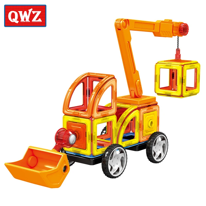 QWZ 60 шт. Магнитный конструктор большого размера строительные блоки 3D DIY креативные транспортные средства кирпичные модели развивающие магнитные игрушки подарки для детей