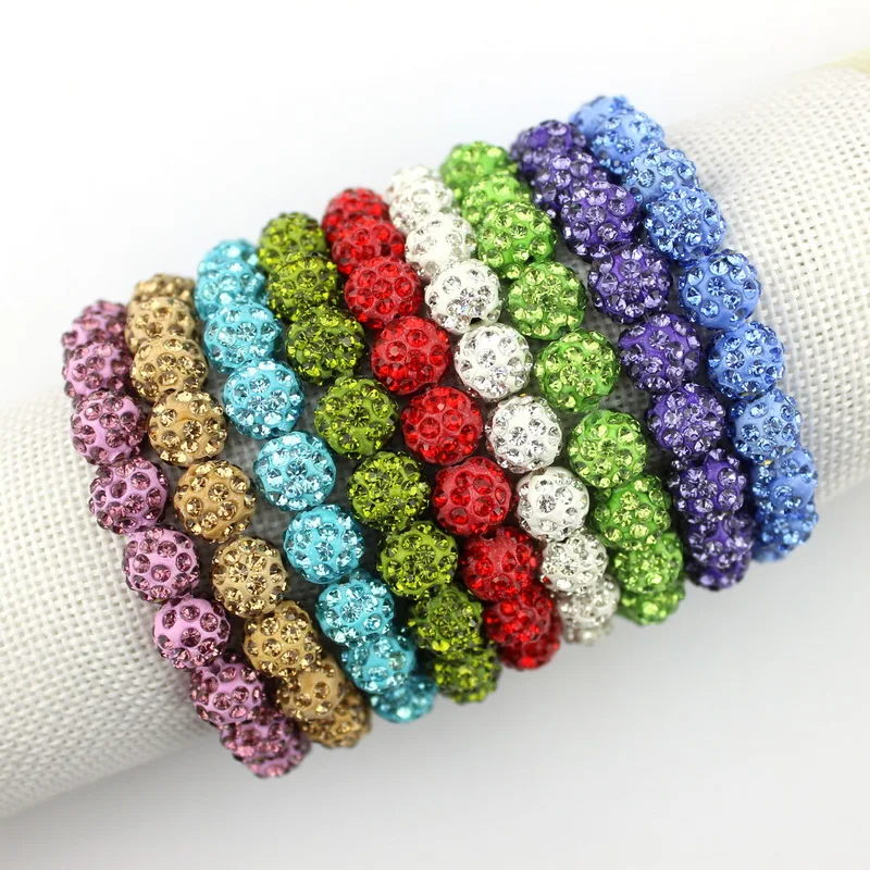 Crystal Bracelets Colorful Crystals Elastic Pave Beaded Sparkly Rhinestones Ball
