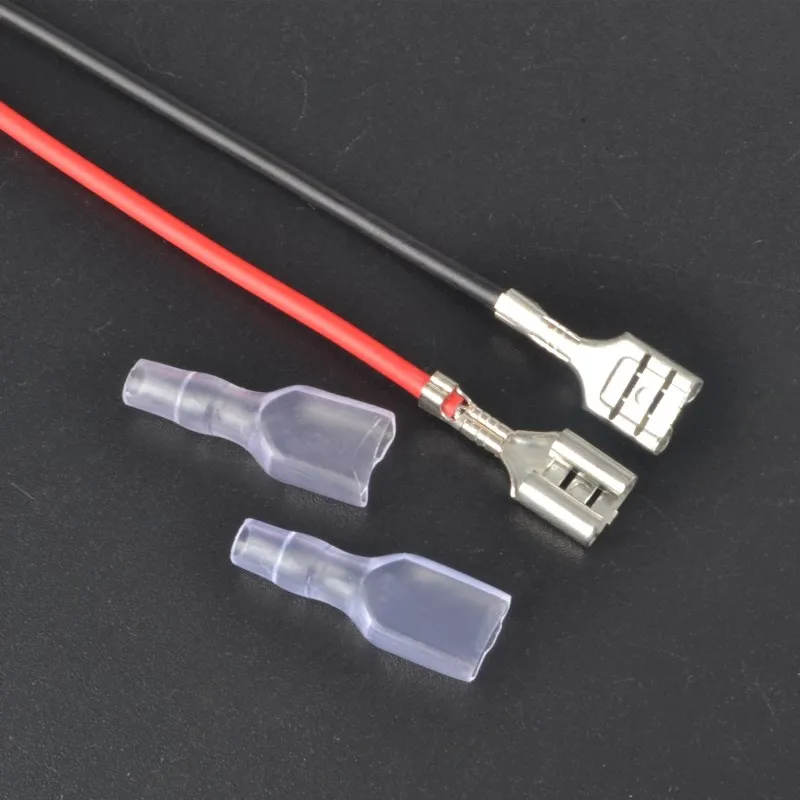 10PCS 6.3mm Female Spade Crimp Terminals Wire Connector with 10cm cablein Terminals from Home