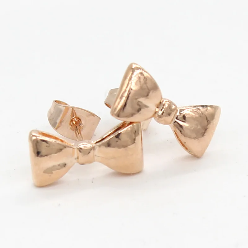 

Fashion Cute Bowknot Stud Earrings For Women Little Girls Rose Gold Small Brincos 2018 Piercing Metal Korean Jewelry Earring