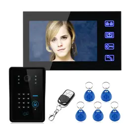 Бесплатная доставка сенсорный ключ 7 "RFID пароль телефон видео домофон Системы с ИК Камера 1000 ТВЛ удаленного Система контроля доступа