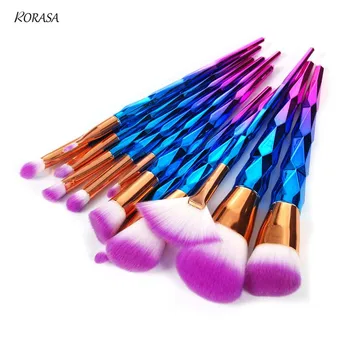 

12Pcs Blusher Makeup Brush set Foundation Eyeshadow Powder Cosmetic Brushes Rainbow Contour Blending Make-up Brush Kit