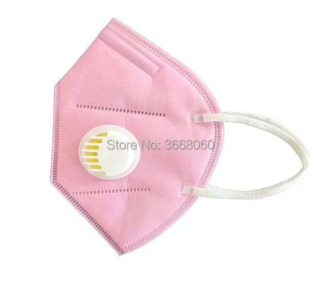 

KN95 pink color vertical folding nonwoven valved dust mask mouth mask PM2.5 disposable respirator mask with valve