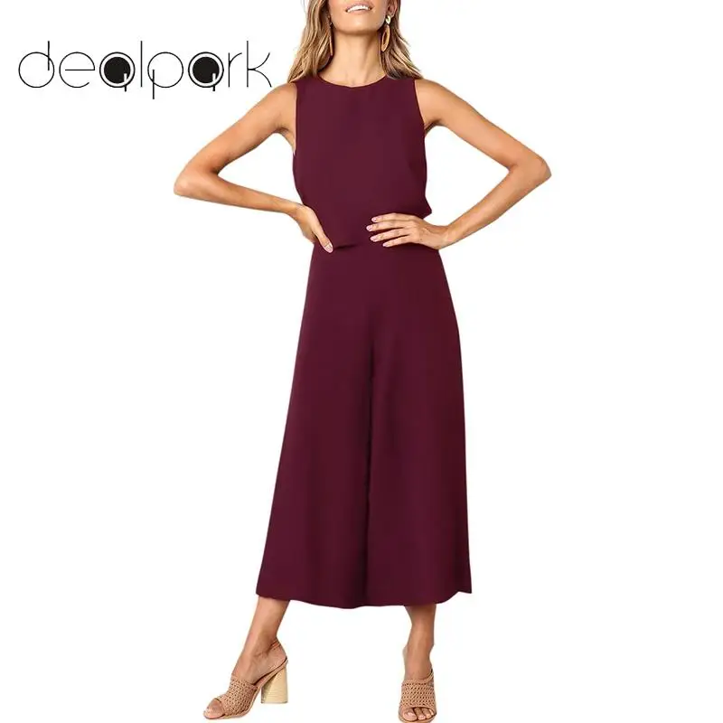 Overalls for Women 2019 Summer Fitness Jumpsuit female Dungarees Wide Leg Tracksuit Vintage Elegant Holiday Playsuit Rompers