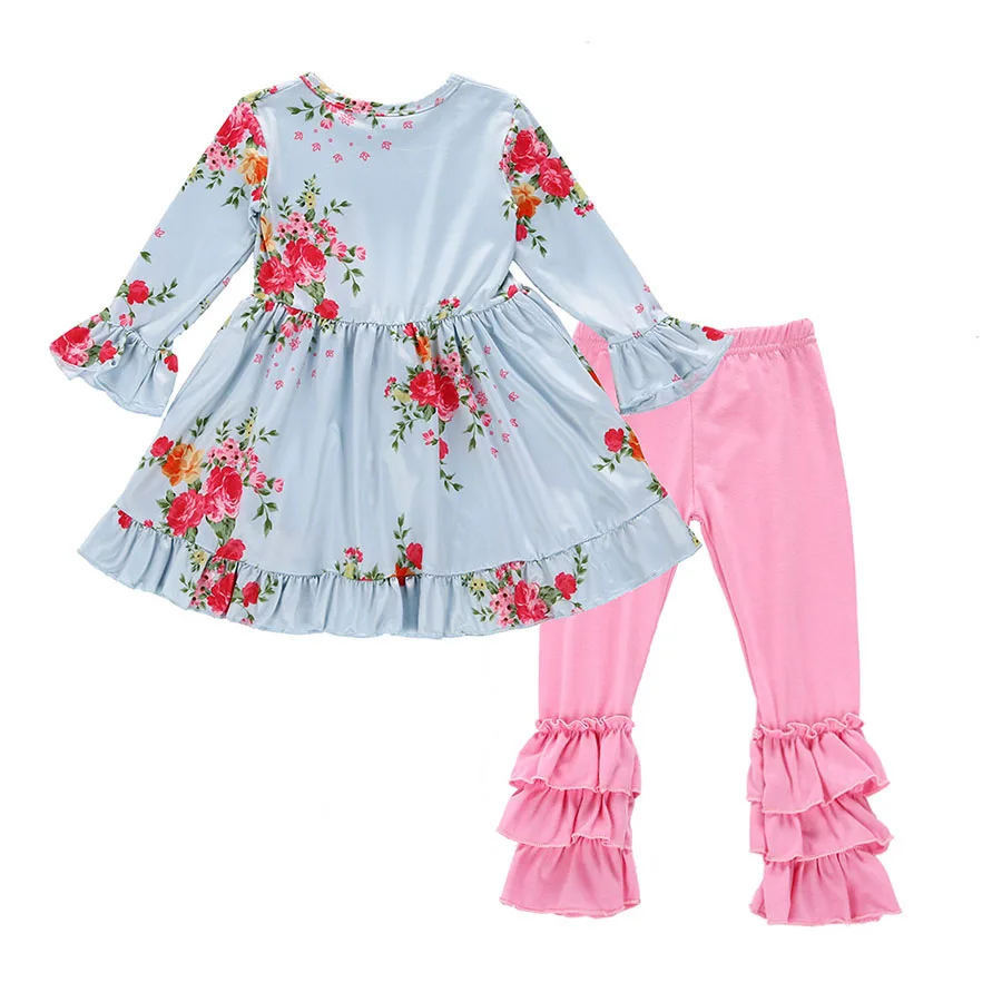 Dream Vine Newborn Toddler Baby Girl Clothes Petal Sleeve Ruffles Dress Tops+Foral Long Pant Legging 2PCS Outfit Children Set (4)