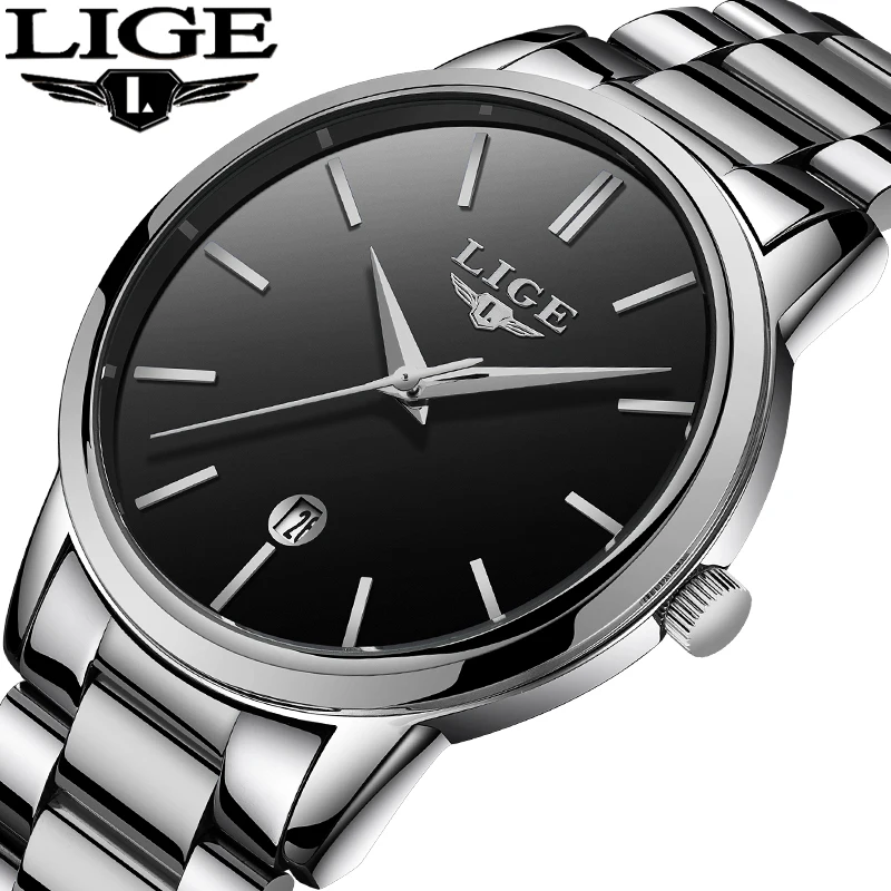 

NEW LIGE Top Brand Luxury Men Watch Steel Watch Chronograph Male Clock Casual sport 30m Waterproof Watches Mens relojes hombre