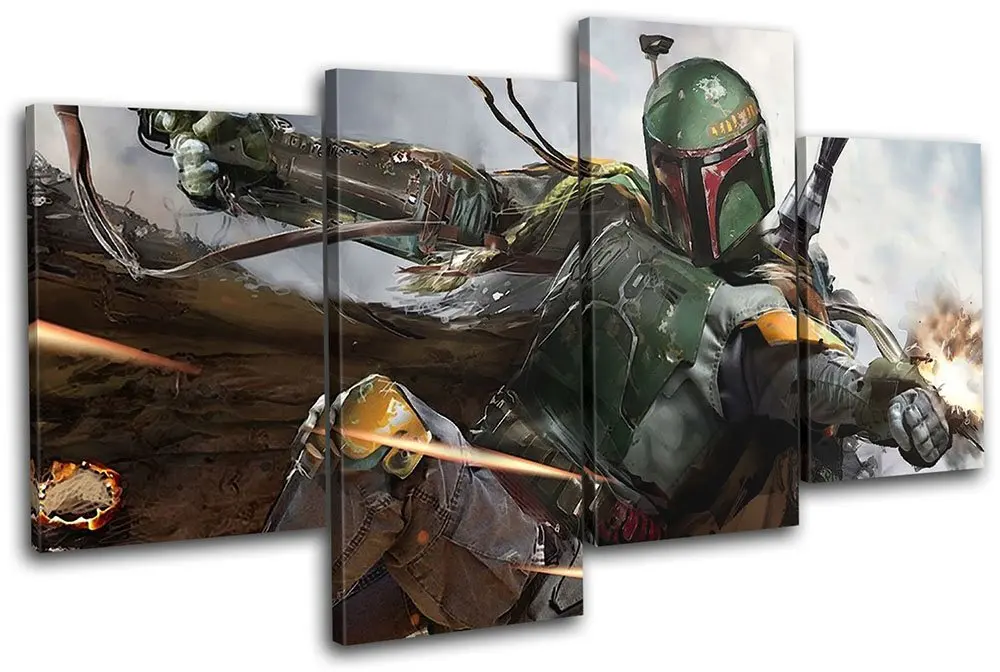 Hd Print 4pcs Star Wars Warrior Boba Fett Canvas Wall Art Painting