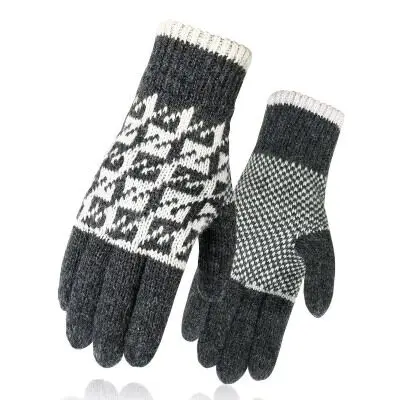 SUOGRY, мужские варежки, повседневные перчатки, вязаные перчатки, зимние теплые мужские и женские перчатки, плотные, креативные, теплые, с принтом, качественные - Цвет: lattice dark gray