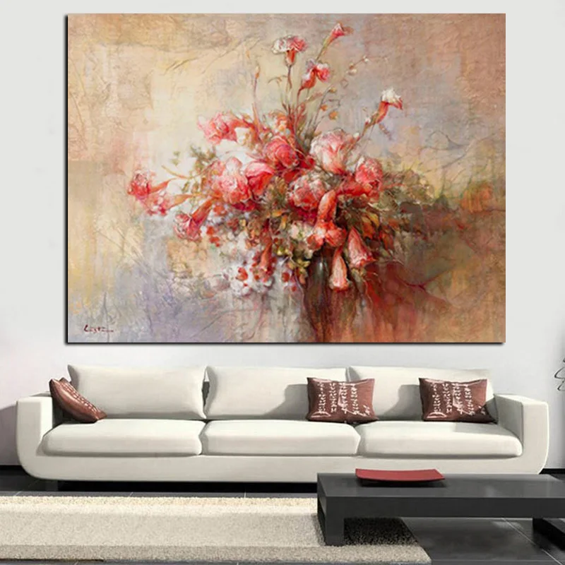 Big Size HD Print Abstract Floral Flowers Oil Painting Modern Minimalist Alpine Orchid Poster Wall Art Pictur Home Cuadros Decor