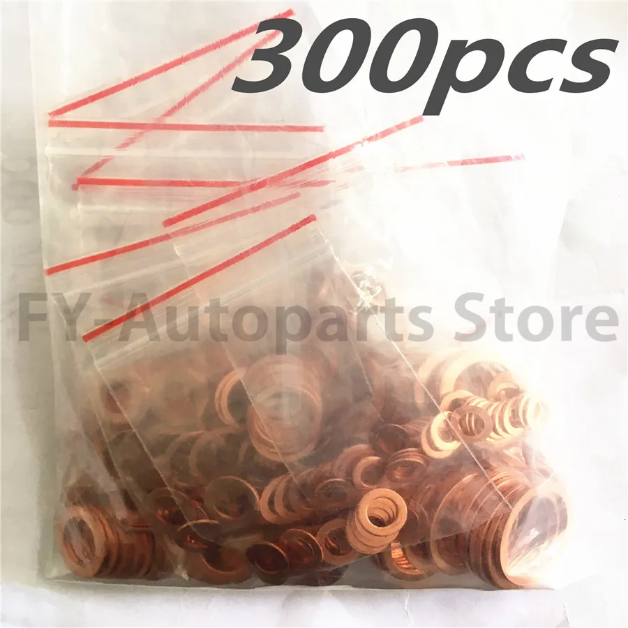 12 Size 300Pcs Solid Copper Crush Washers Seal Flat Ring Gasket Kit