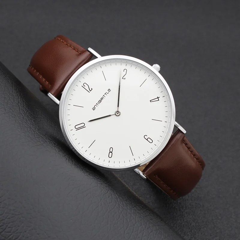 Fashion Men Minimalist Watch Women Arabic Japan Quartz Thin Leather