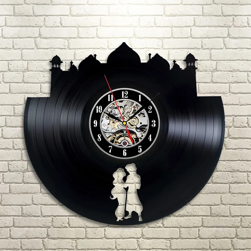

Aladdin Jasmine Abu Vinyl Record Wall Clock Cartoon Black Shadow CD Record Clock Modern Art Vintage Hanging LED Clock Home Decor