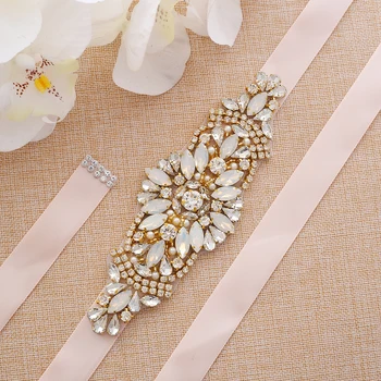 

Handmade Wedding Rhinestones Bridal Sash Pearls Wedding Belt For Wedding Bridesmaid Dress A182G