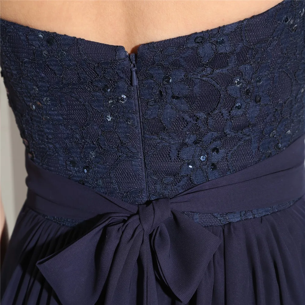 JaneVini Винтаж темно синие трапециевидной формы Длинные платья подружки невесты вырез сердечком без рукавов блестками шифон Формальные