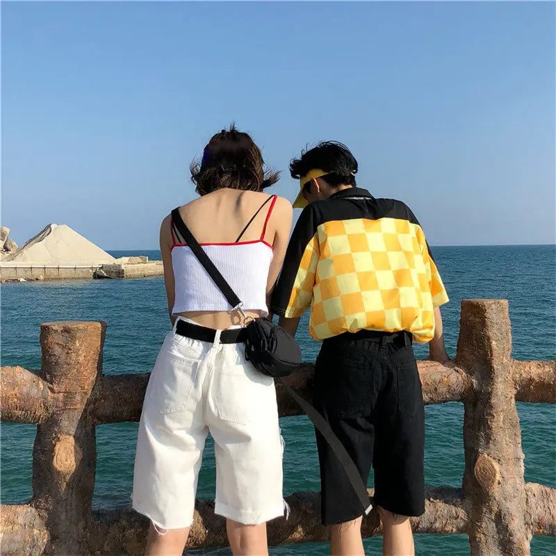 Летние Ulzzang коммутационные винтажные джинсовые шорты 2019 мужские и женские