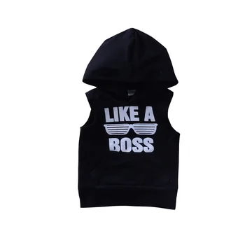 

Cool Sunglasses 0-3yrs Newborn Baby Boys Hoodies Like a boss letter printed sleeveless black cotton Hoodies Tops Fashion