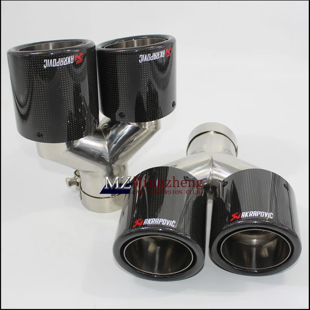 

Car exhaust pipe Y Model Akrapovic Carbon Exhausts Dual End Tips for BMW BENZ AUDI VW Exhaust Dual Muffler Pipes Tail Tips