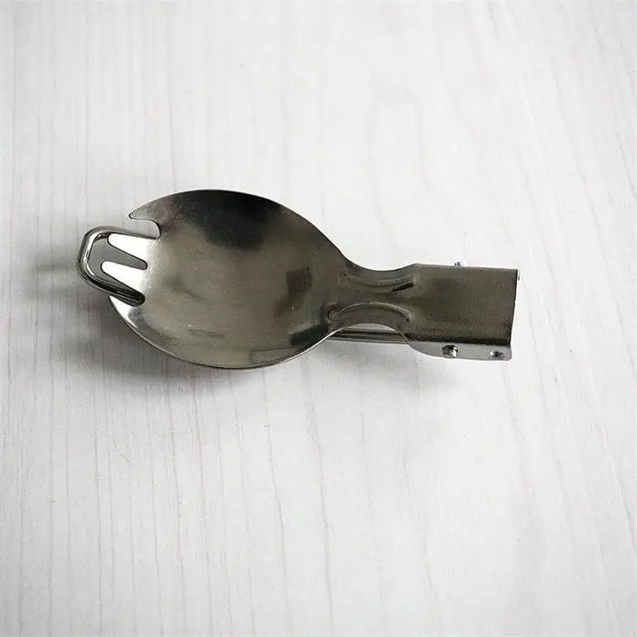 

2 In 1 Spork Picnic Spoon Fork Outdoor Tableware Foldable Stainless Steel Traveling Camping Folding Cutlery Dishes