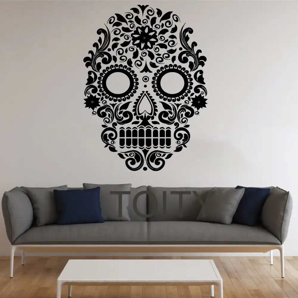 Sugar Skull Wall Stickers Mexican Art Vinyl Decals Home Interior Sugar Skull Wall Stickers Mexican Art