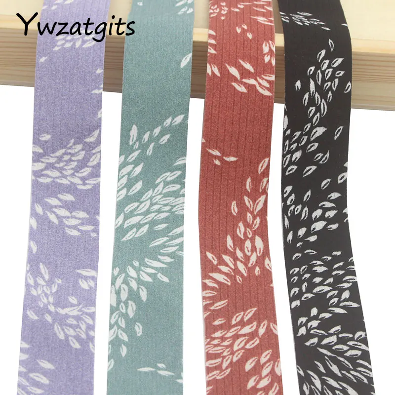 

2Yards 25mm Velvet fabric Double Face Leaf Printed Satin Ribbon for Party Room Decoration DIY Headwear Bow Material 040007139
