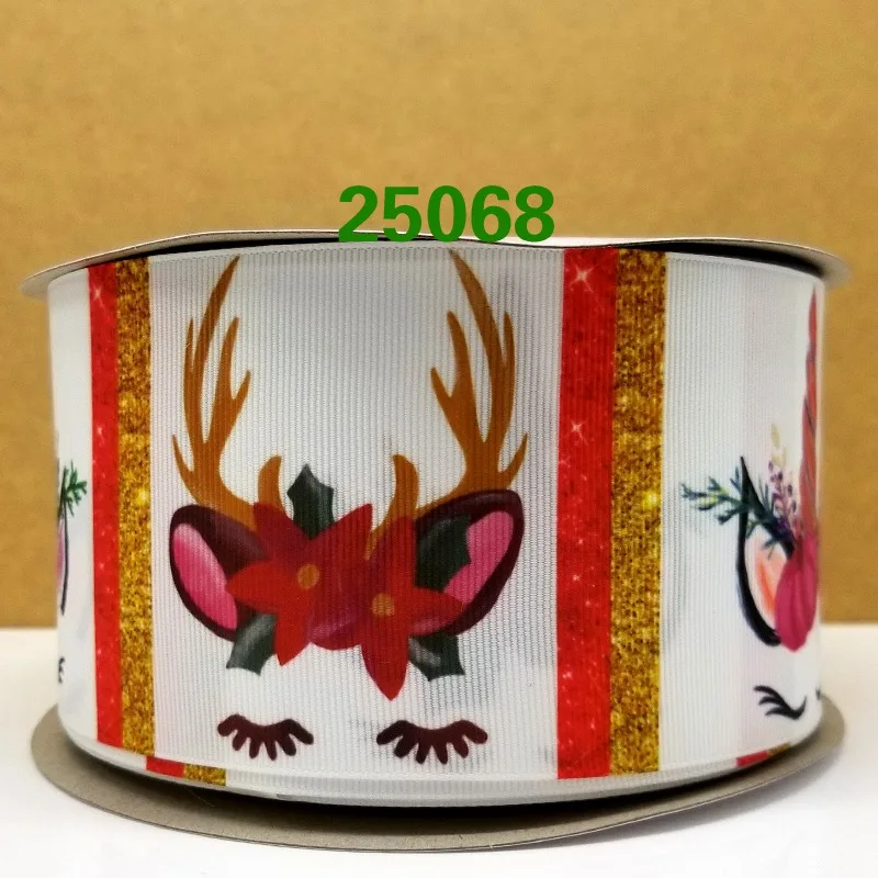 50 ярд мультфильм Рождество напечатанный grosgrain ленты 25068 - Цвет: 25068