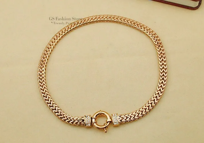 Свадебные Панк модные плоские змея из нержавеющей стали для женщин Шарм ожерелье со стразами N458 - Окраска металла: Rose Gold