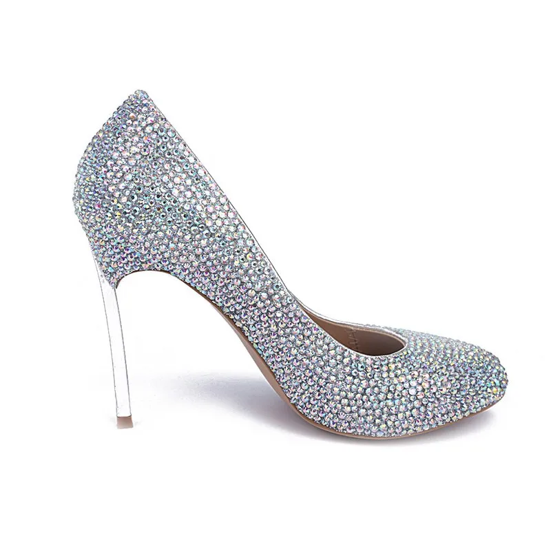 Г., большие размеры, модная женская обувь свадебные туфли с закрытым носком, сверкающие ab цвета, украшенные кристаллами вечерние туфли из натуральной кожи для выпускного вечера