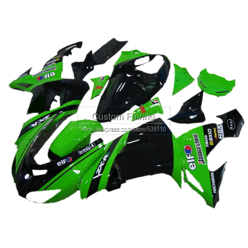 Зеленый комплект обтекателей из АБС пластика для Kawasaki ZX10R zx 10r 2007 2006 Глянцевые