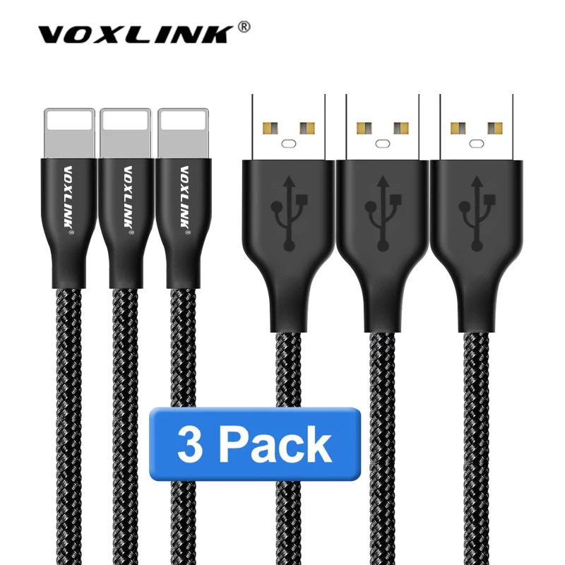 VOXLINK النايلون كابل يو إس بي ملولب ل iphone X XS XR سريع مزامنة بيانات كابل يو اس بي ل iphone xs ماكس 8 8 زائد 7 6 6 s ipad mini