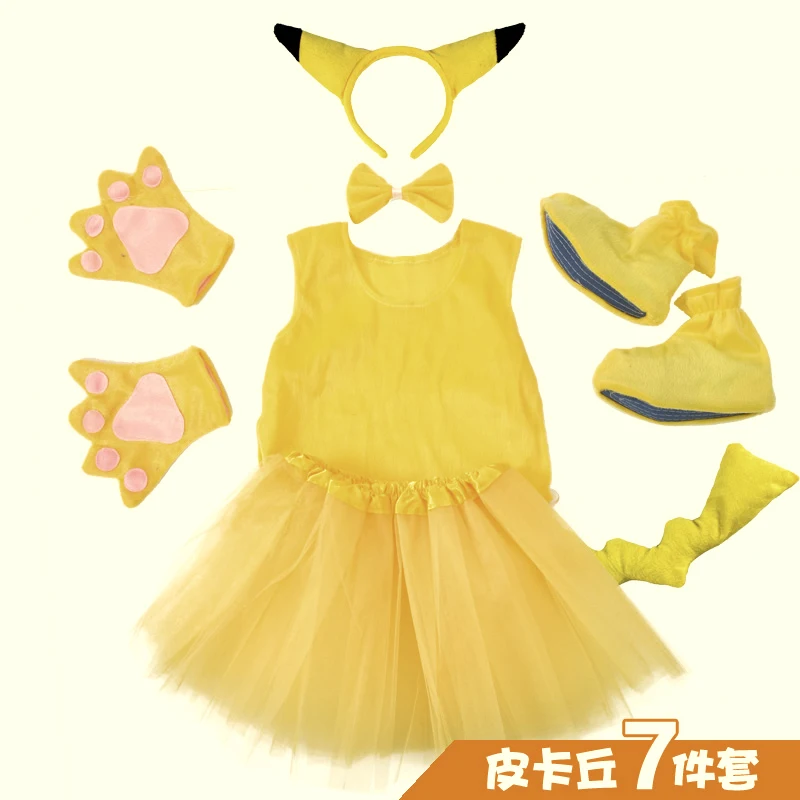 Детские вечерние костюмы для косплея на Хэллоуин костюм PokeMon Pikachu с головным
