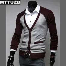 MTTUZB Long sleeve man casual knitwear men’s fashion patchwork sweaters male costume men cardigan clothes 3 colors size M-XXL