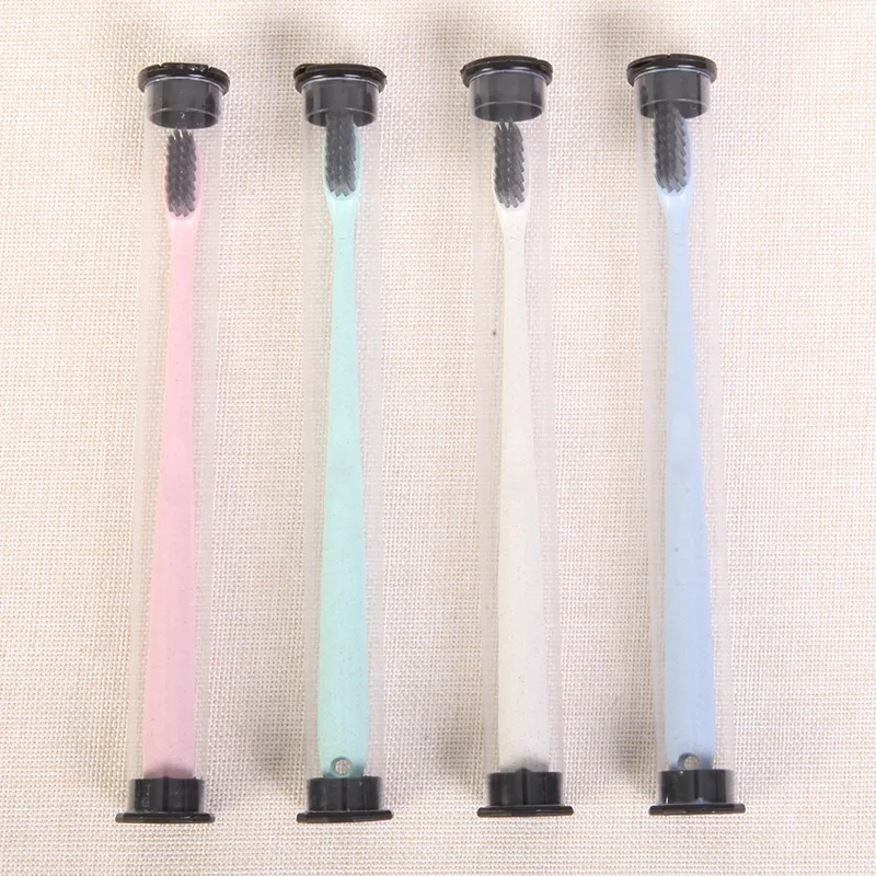 

10pcs Portable Travel Toothbrush Soft Bamboo Charcoal Wheat Stalk Handle Oral Care Nano-antibacterial Toothbrush Mini Heads