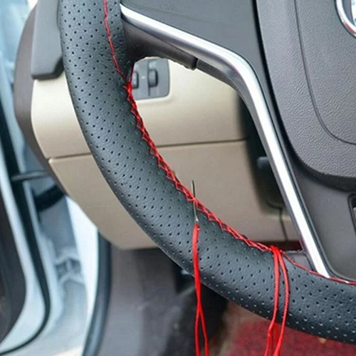 Полезная мягкая искусственная кожа с иглами и ниткой DIY|car steering wheel cover|steering coverwheel