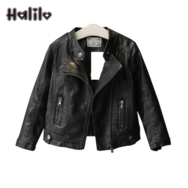 

Halilo Kids PU Leather Jacket Black Girl Jackets Girls Outerwear Coats Autumn Winter Girls Coats And Jackets Children Clothing