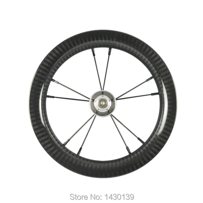 Top Newest 12" inch 25mm Slide car Push bike Scooter twill 3K full carbon fibre bicycle wheelset carbon clincher rims 12er Free ship 7