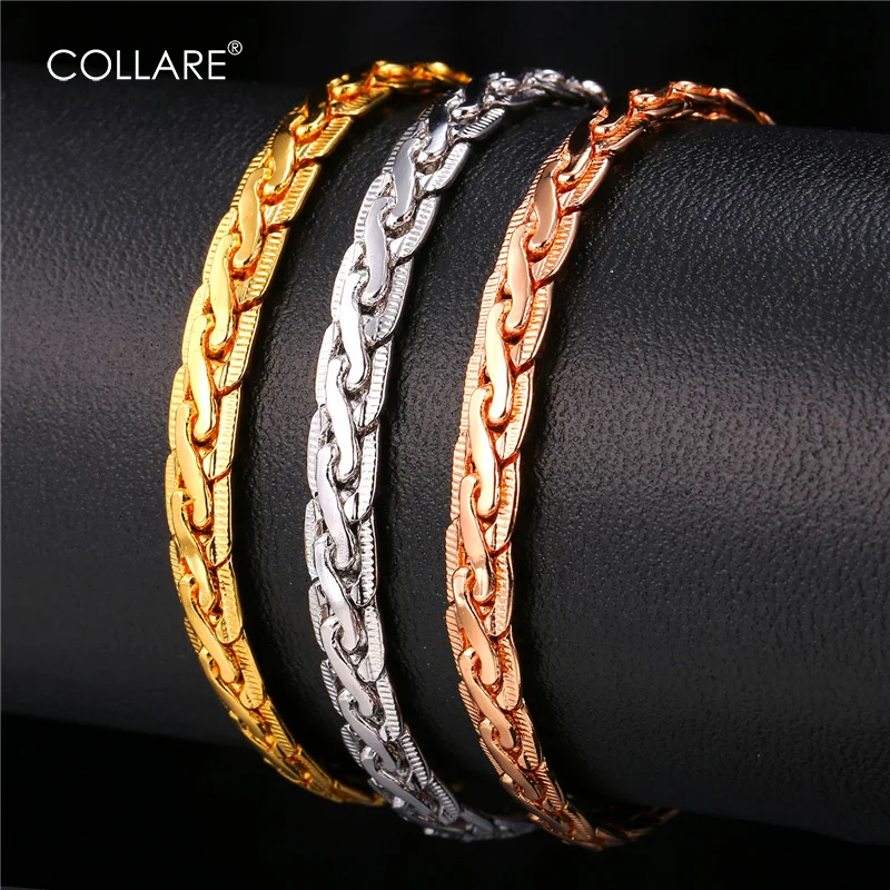 

Collare Bracelet Men Jewelry Wholesale Gold/Silver/Black Color 21CM Snake Hand Chain Bracelets & Bangles For Men H631
