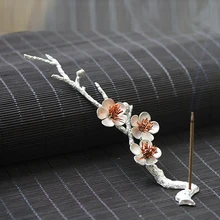 Олово ручной работы курильница сливы держатель для ароматических палочек двойное отверстие курильница стол домашний декор Чайный домик украшения подарок