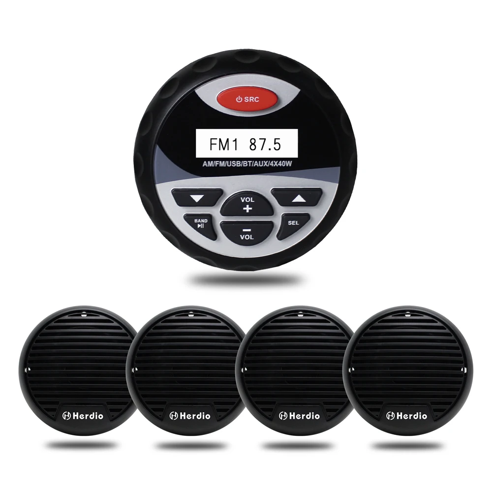 US $102.81 Marine Waterproof Bluetooth Stereo FM AM MP3 Player Radio Boat Audio For ATV UTV 3 Inch Marine Waterproof Motrcycle Speaker