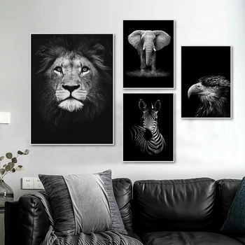 

Modern Nature Wildlife Africa Wild Animals Black White Canvas Painting Poster Print Wall Art Picture for Living Room Home Decor