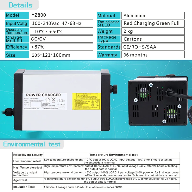 YZPOWER 63V 12A 11A 10A 9A 8A 7A быстрое зарядное устройство литиевая батарея для 55 5 V Ebike с 4