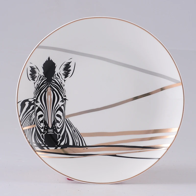 Декоративная тарелка в виде зебры для дома, декоративная тарелка для рукоделия, декоративные тарелки для настенной подвешивания, художественные тарелки - Цвет: 8 inch