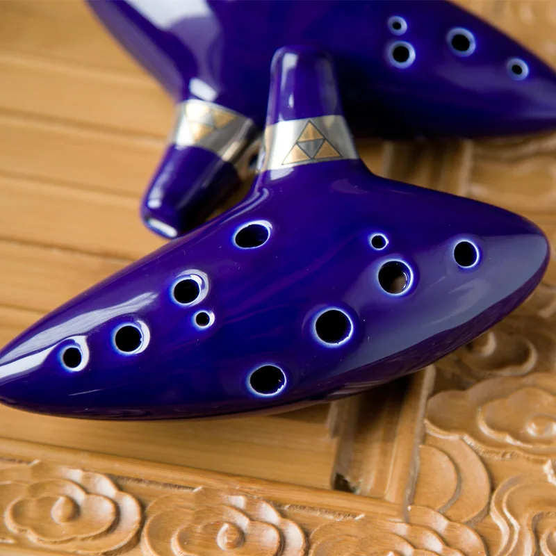 

Musical Instrument Ocarina Ceramic Alto C Legend of Zelda Zelda Ocarina Three Color Flute Blue creative 12 hole pottery out