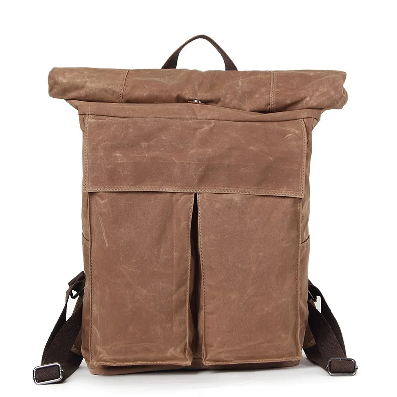 Модная Холщовая Сумка для ноутбука 15," Рюкзак масло воск холст кожа досуг дорожная сумка