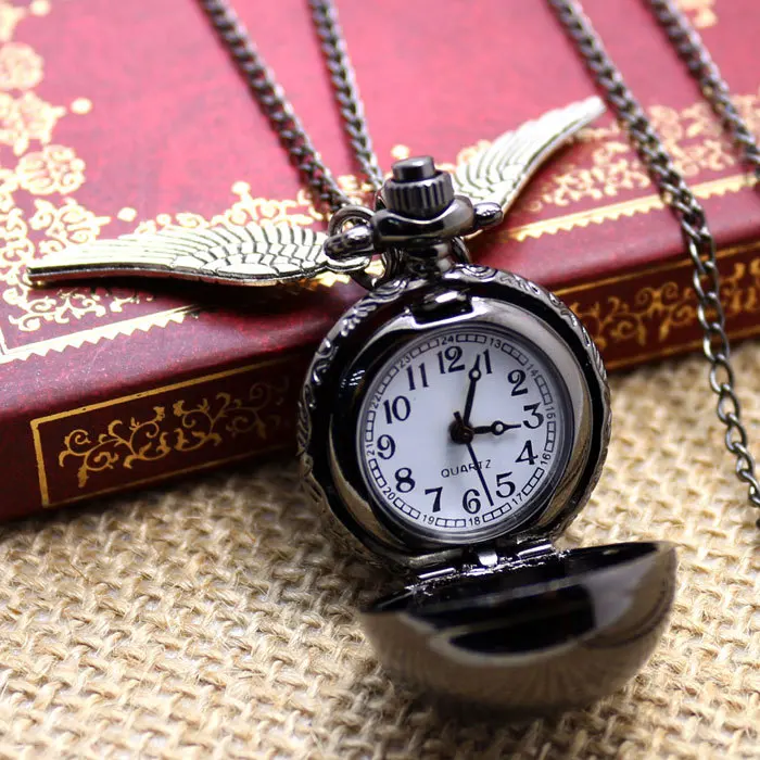 Модные женские крылья Античный стимпанк карманные часы