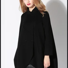 Новинка, зимнее длинное двухстороннее кашемировое шерстяное пальто, однотонные свободные женские куртки больших размеров